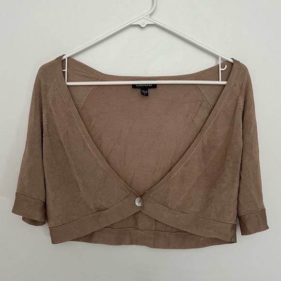 Bebe Cropped Cardigan with Pearl Buttons in the color Bare - Size M - Picture 1 of 7